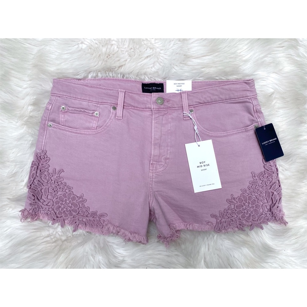 NWT Lucky Brand Lace Detail Boy Denim Shorts